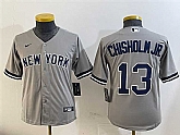 Youth New York Yankees #13 Jazz Chisholm Jr. Grey Cool Base Stitched Jersey,baseball caps,new era cap wholesale,wholesale hats